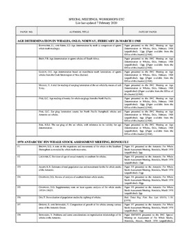 List of SC Special Meeting and Workshop Documents (1970 onwards)