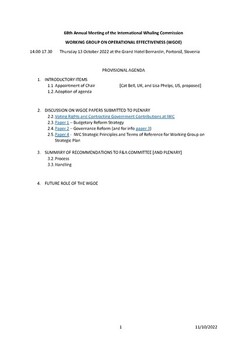WGOE Provisonal Agenda, October 2022