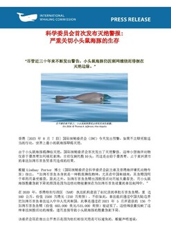 Press Release (Chinese lang): extinction alert for the vaquita porpoise