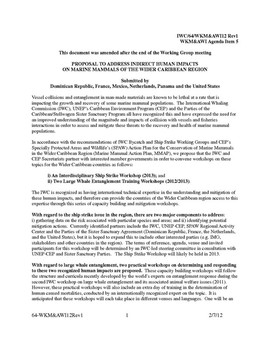 64/WKM&AWI12 Proposal to address indirect human impacts on marine mammals of the wider Caribbean region (Dominican Republic, France, Mexico, Netherlands, Panama and USA)