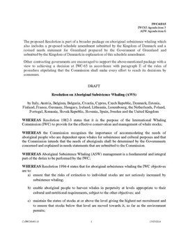 IWC/65/15 Draft Resolution on Aboriginal Subsistence Whaling (ASW) (Submitted by Italy, Austria, Belgium, Bulgaria, Croatia, Cyprus, Czech Republic, Denmark, Estonia, Finland, France, Germany, Hungary