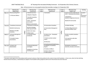 Draft Timetable for IWC65 - Rev 2