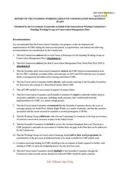 IWC/65/CCRep05 Rev 1 Report of the Standing Working Group on Conservation Management Plans, 2014