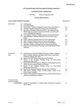 IWC/65/CC02 Draft List of Documents