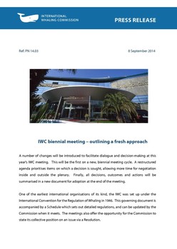 IWC Press Release: 2014 IWC biennial meeting - outlining a fresh approach