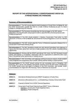 IWC/65/F&A03 Rev1 Report of the Intersessional Correspondence Group on Strengthening IWC Financing
