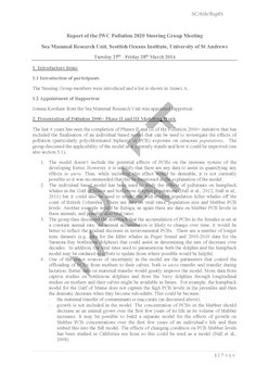 SC/65b/Rep05 Report of the IWC Pollution 2020 Steering Group Meeting Sea Mammal Research Unit Scottish Oceans Institute University of St Andrews