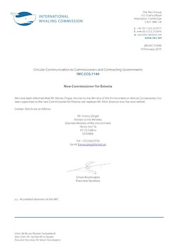 IWC.CCG.1144 | New Commissioner for Estonia