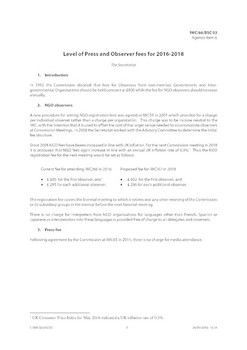 IWC/66/BSC03 - Level of Press and Observer fees for 2016-2018 (submitted by the Secretariat)