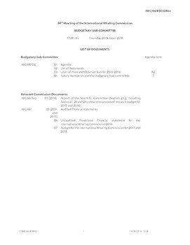 IWC/66/BSC02 Rev - List of Documents