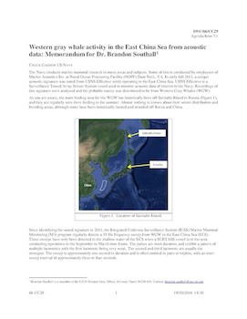 IWC/66/CC29 Western Gray Whale Activity in the East China Sea from Acoustic Data