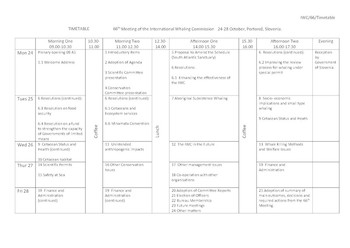 Timetable   24-28 October 2016